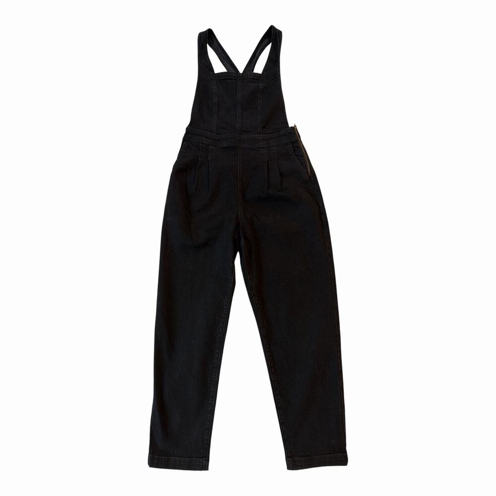 Madewell Denim Crossback Jumpsuit Overalls Womens 6 Black Pockets Casual